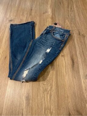 Rue21 Blue Distressed Flare Jeans